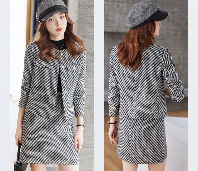 Long sleeve coat overalls skirt 2pcs set for women