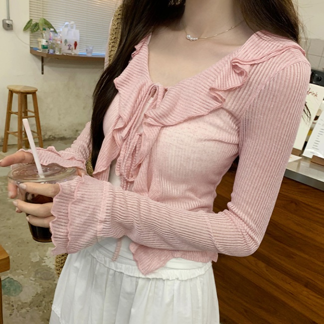 Korean style autumn tops long sleeve cardigan for women