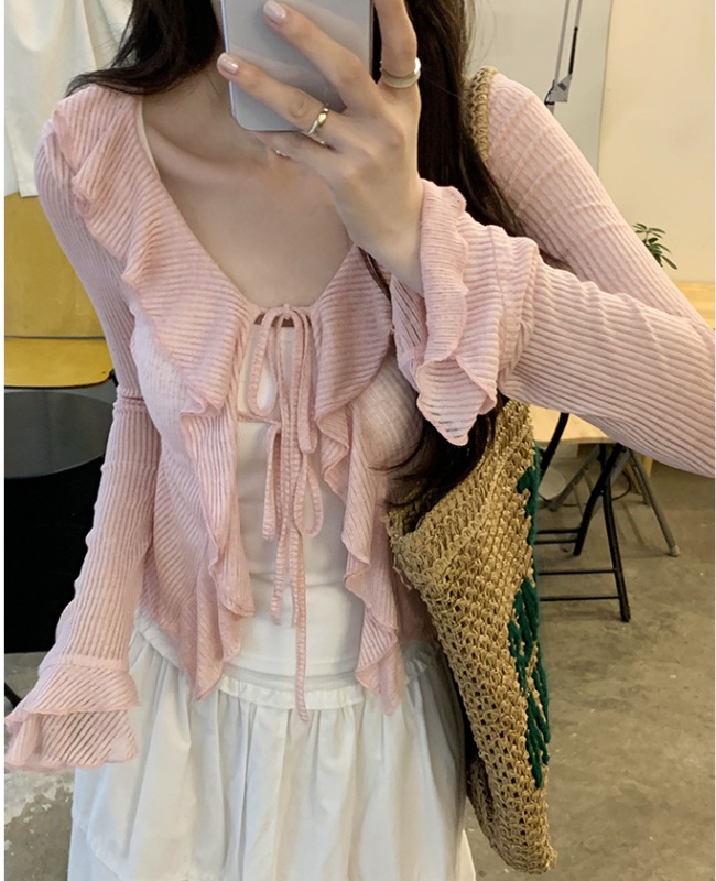 Korean style autumn tops long sleeve cardigan for women