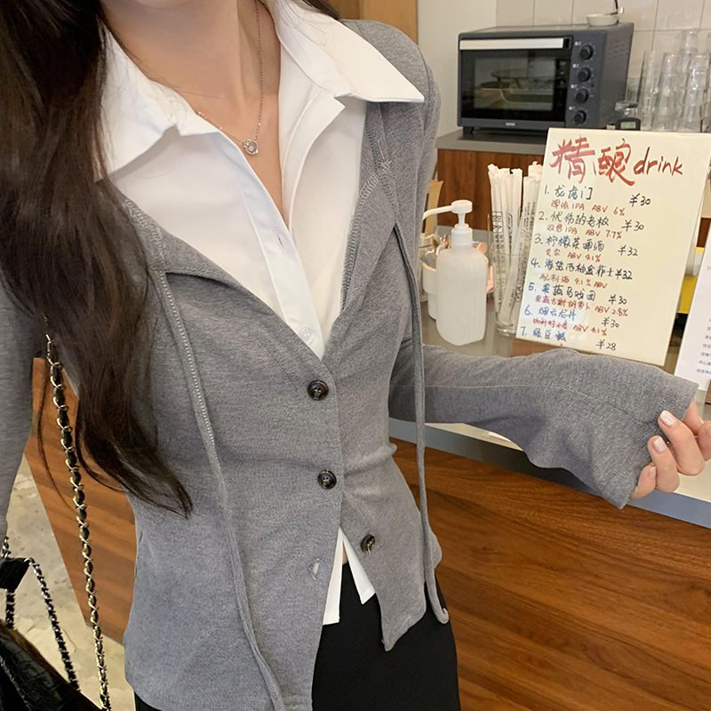 Long sleeve cardigan Korean style T-shirt for women