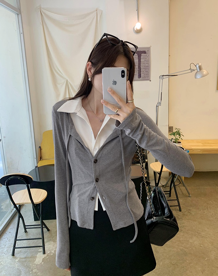 Long sleeve cardigan Korean style T-shirt for women