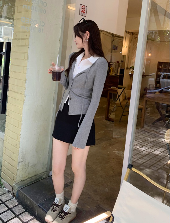 Long sleeve cardigan Korean style T-shirt for women