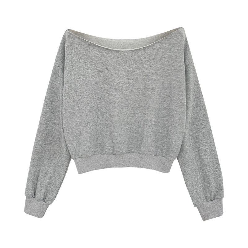 Round neck tops horizontal collar hoodie for women