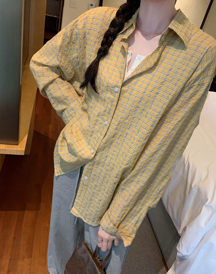 Summer blue stamp shirt Korean style temperament tops for women