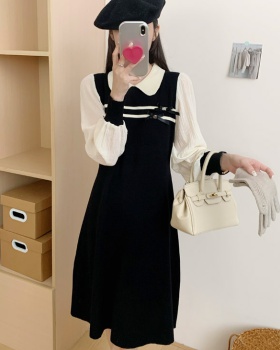 Doll collar autumn slim fashionable mixed colors dress