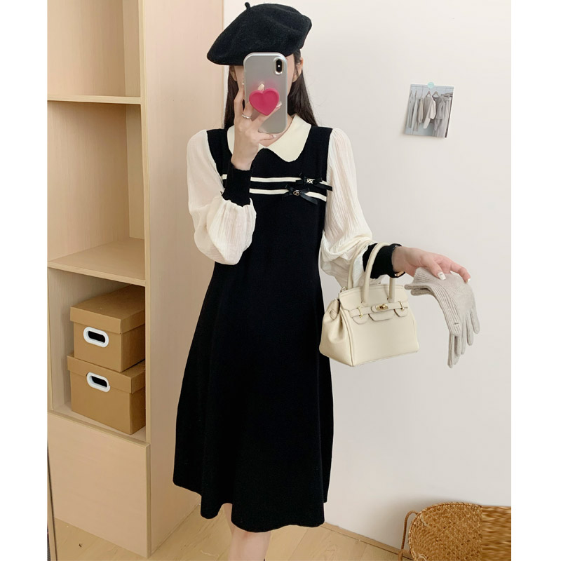 Doll collar autumn slim fashionable mixed colors dress