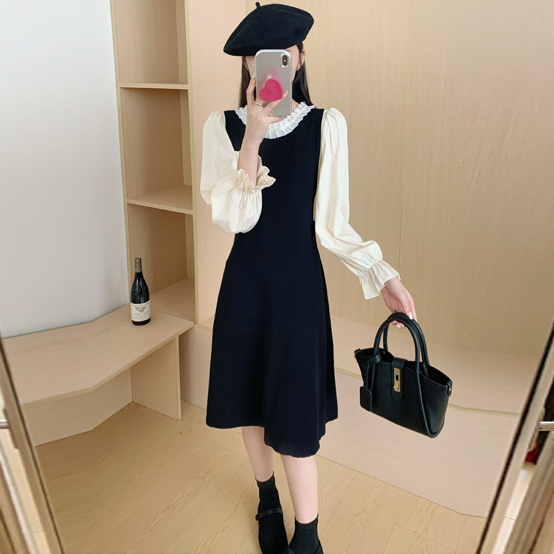 Autumn France style dress slim long dress for women