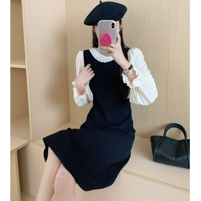 Autumn France style dress slim long dress for women