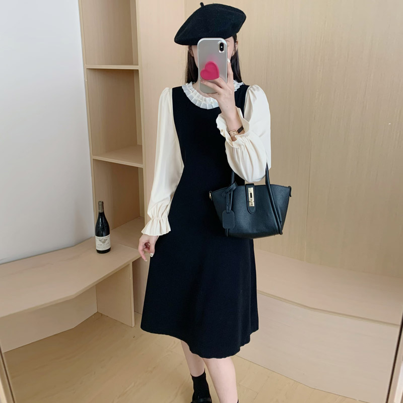 Autumn France style dress slim long dress for women