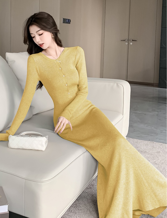 Long sleeve package hip knitted autumn and winter dress