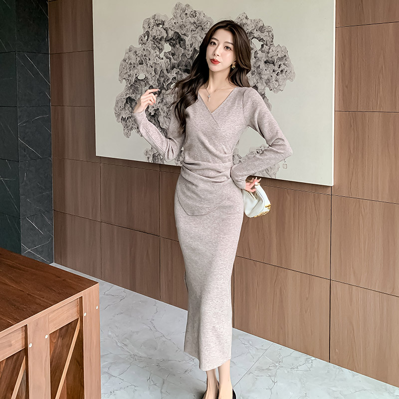 All-match slim autumn and winter knitted bottoming dress