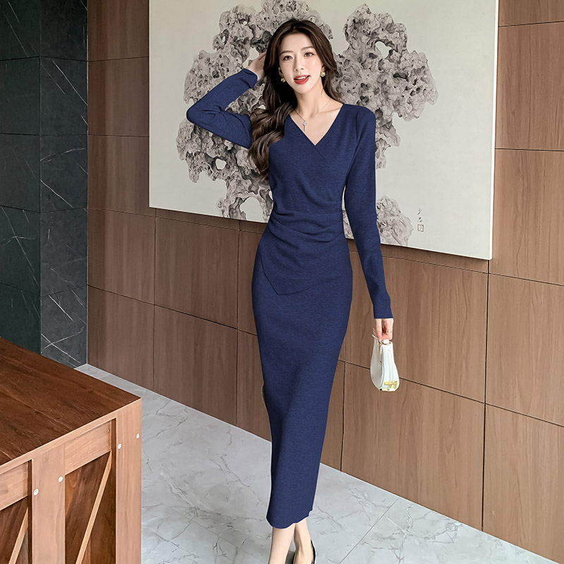 All-match slim autumn and winter knitted bottoming dress