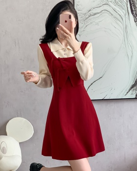 Autumn and winter temperament cheongsam knitted retro dress