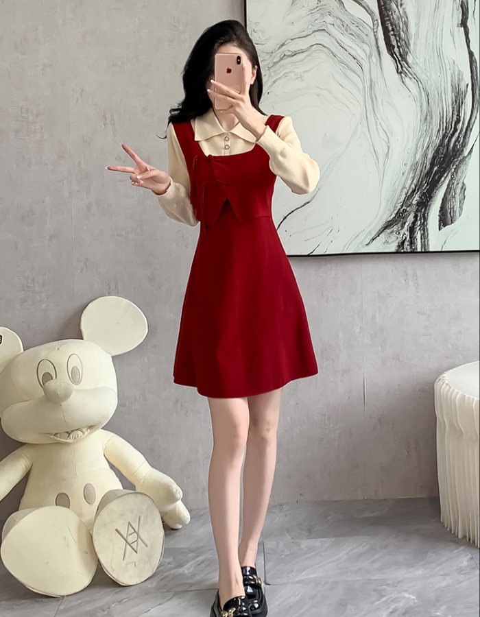 Autumn and winter temperament cheongsam knitted retro dress