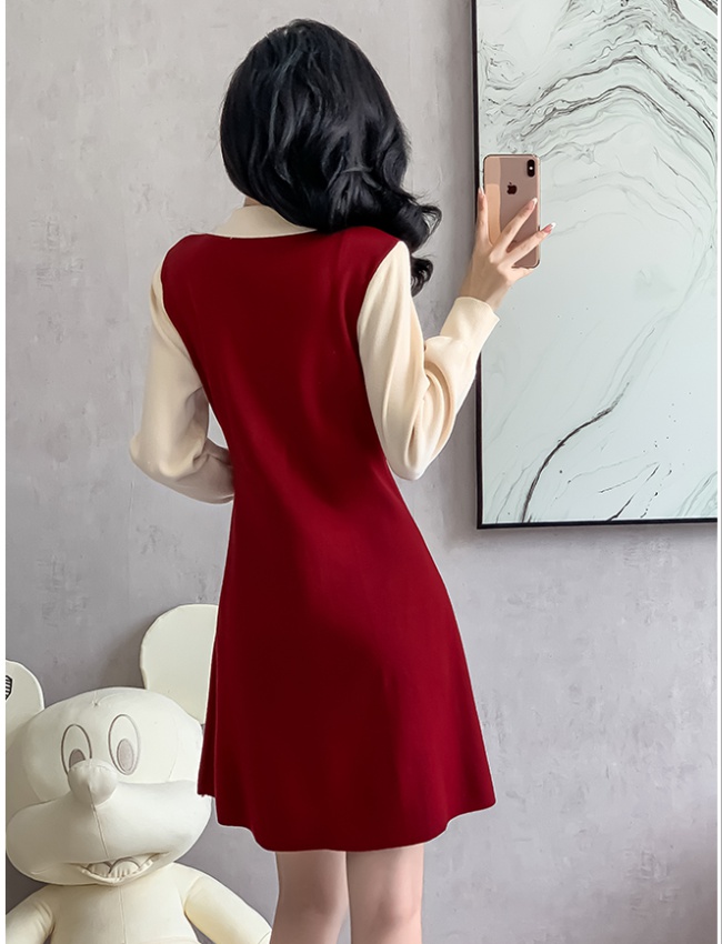 Autumn and winter temperament cheongsam knitted retro dress