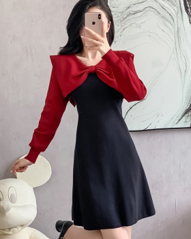 Fashion bow collar autumn and winter dress