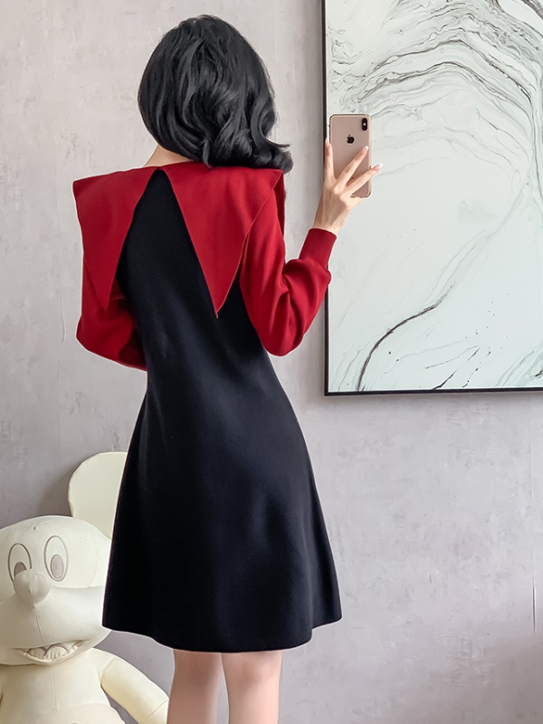 Fashion bow collar autumn and winter dress