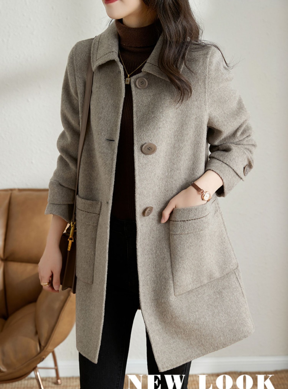 Woolen woolen coat autumn and winter coat for women