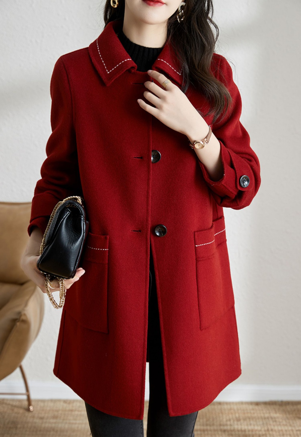 Woolen woolen coat autumn and winter coat for women