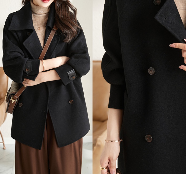 All-match woolen coat double-breasted coat for women