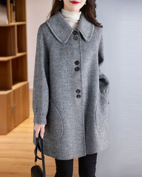 Red slim woolen coat autumn and winter coat for women