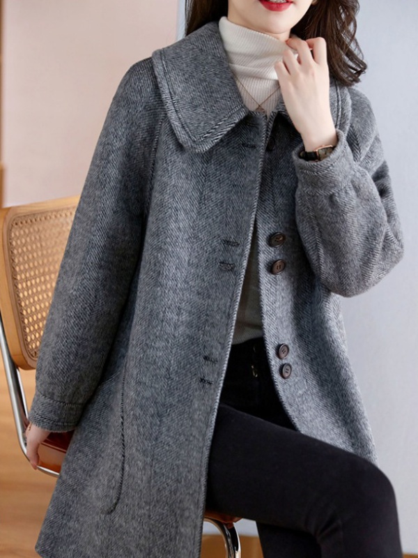 Red slim woolen coat autumn and winter coat for women