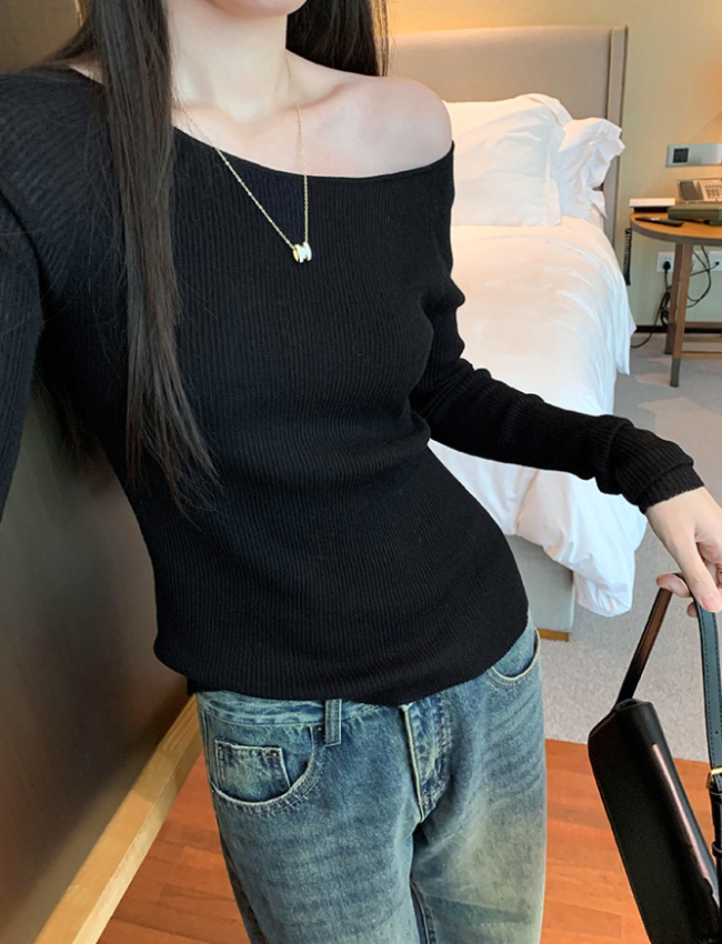 Long sleeve wool split sweater inside the ride autumn tops