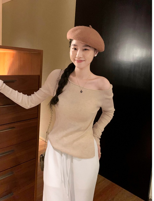 Long sleeve wool split sweater inside the ride autumn tops