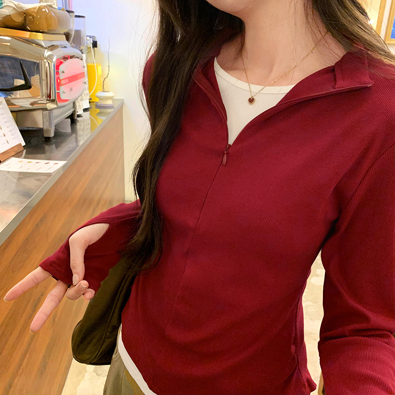 Mixed colors T-shirt long sleeve tops for women