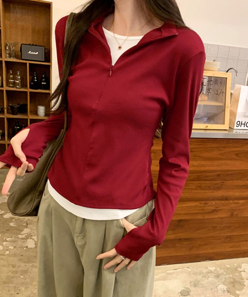 Mixed colors T-shirt long sleeve tops for women