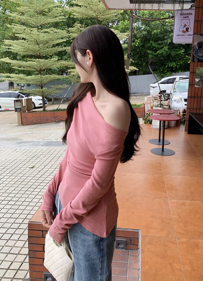 Strapless slim T-shirt Korean style tops for women