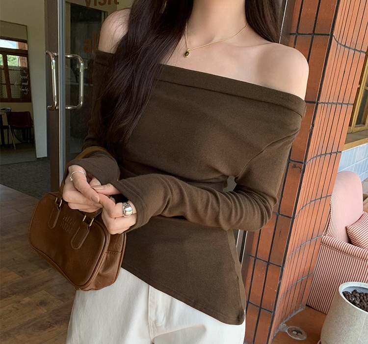 Strapless slim T-shirt Korean style tops for women