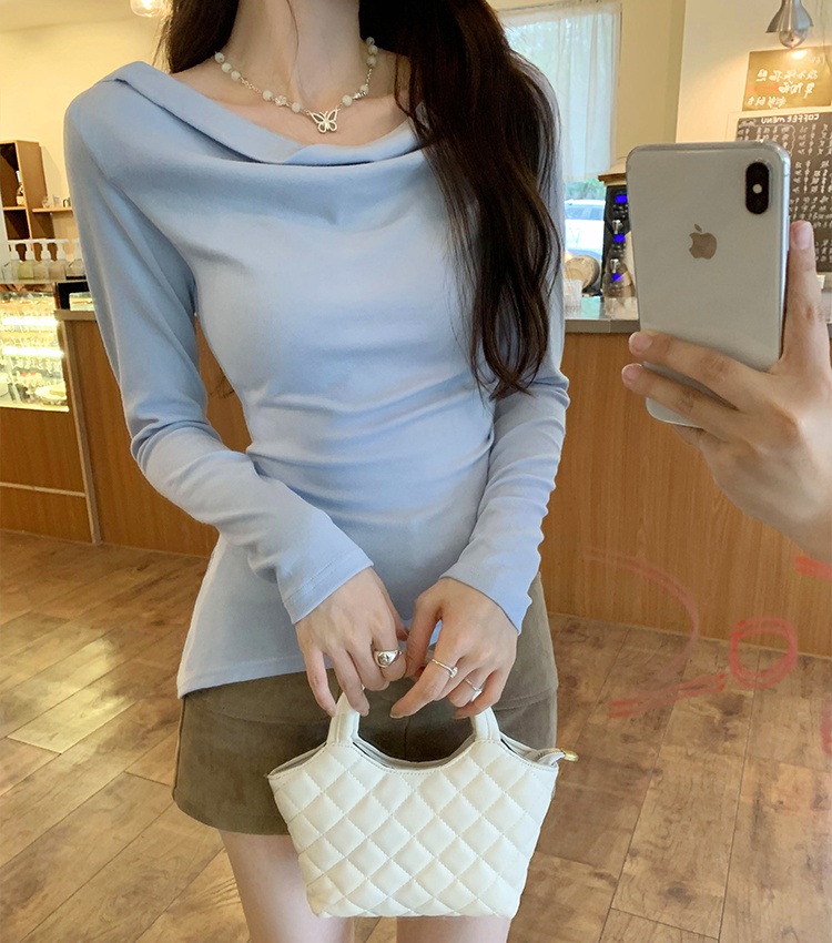 Strapless slim T-shirt Korean style tops for women