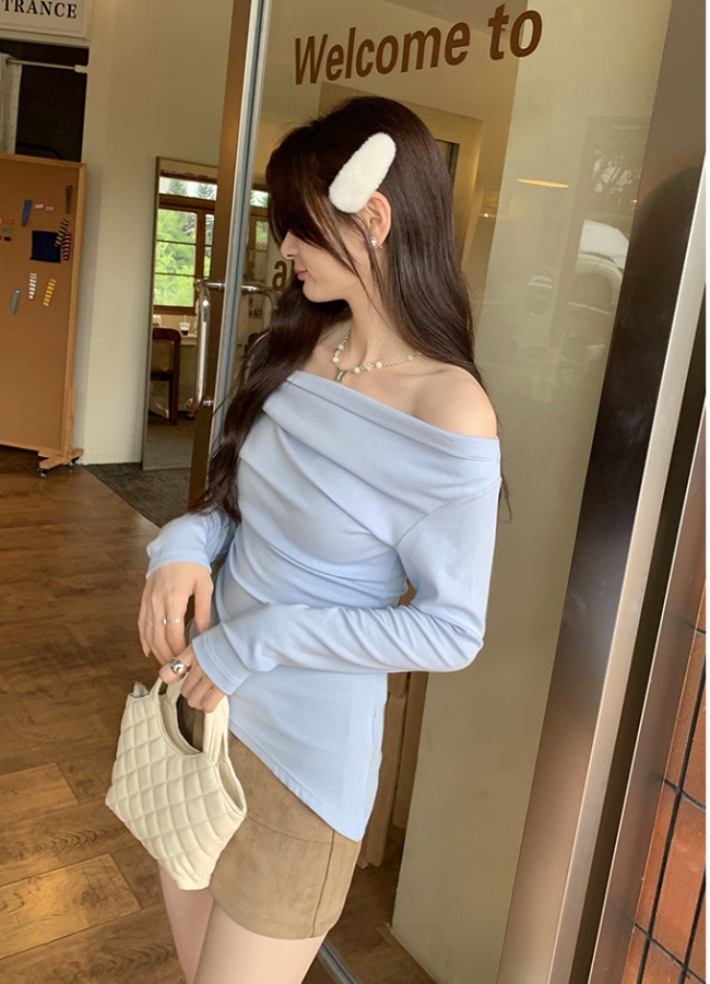 Strapless slim T-shirt Korean style tops for women