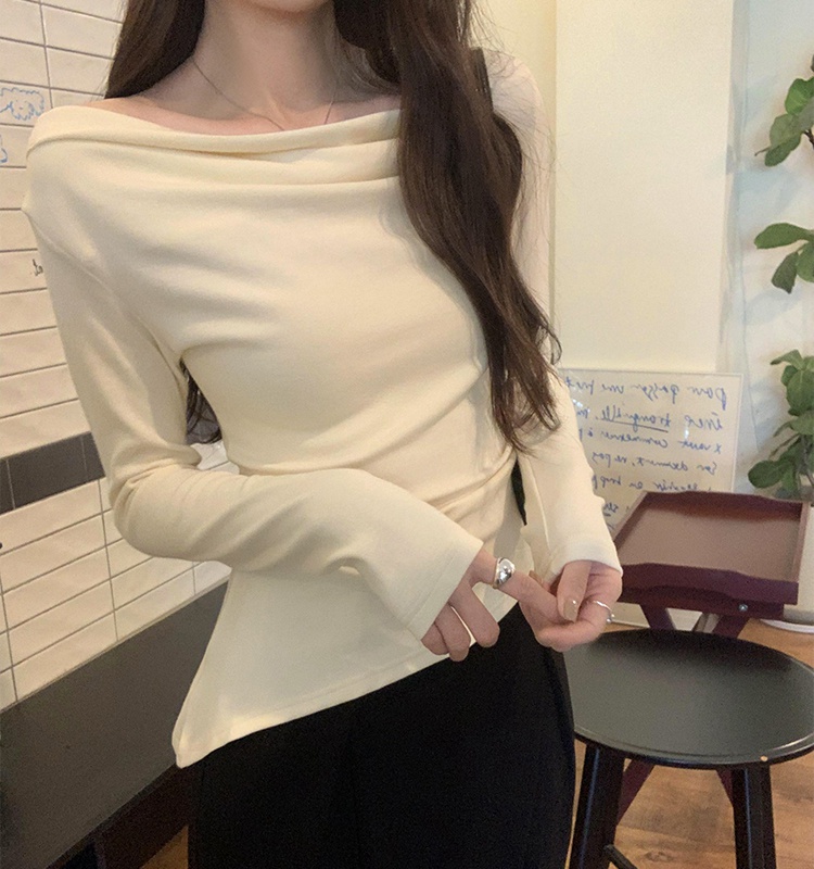 Strapless slim T-shirt Korean style tops for women