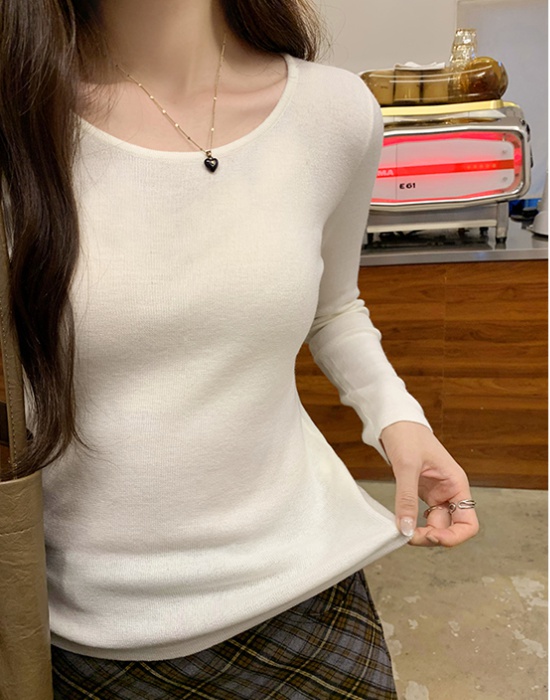 Lazy long sleeve tender tops autumn wool U-neck sweater