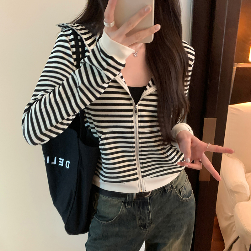 Hooded Casual jacket spring and autumn tops for women