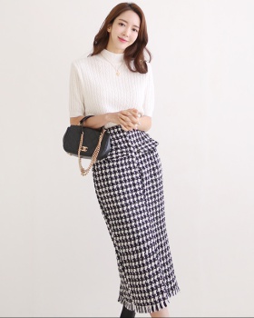 Half high collar slim skirt knitted Korean style tops 2pcs set