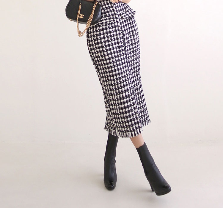 Half high collar slim skirt knitted Korean style tops 2pcs set