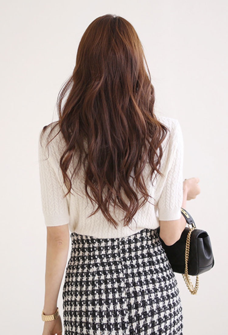 Half high collar slim skirt knitted Korean style tops 2pcs set