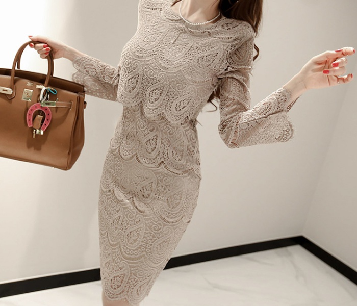 Casual lace light luxury winter temperament dress