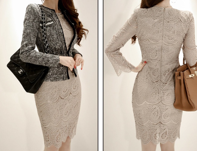 Casual lace light luxury winter temperament dress