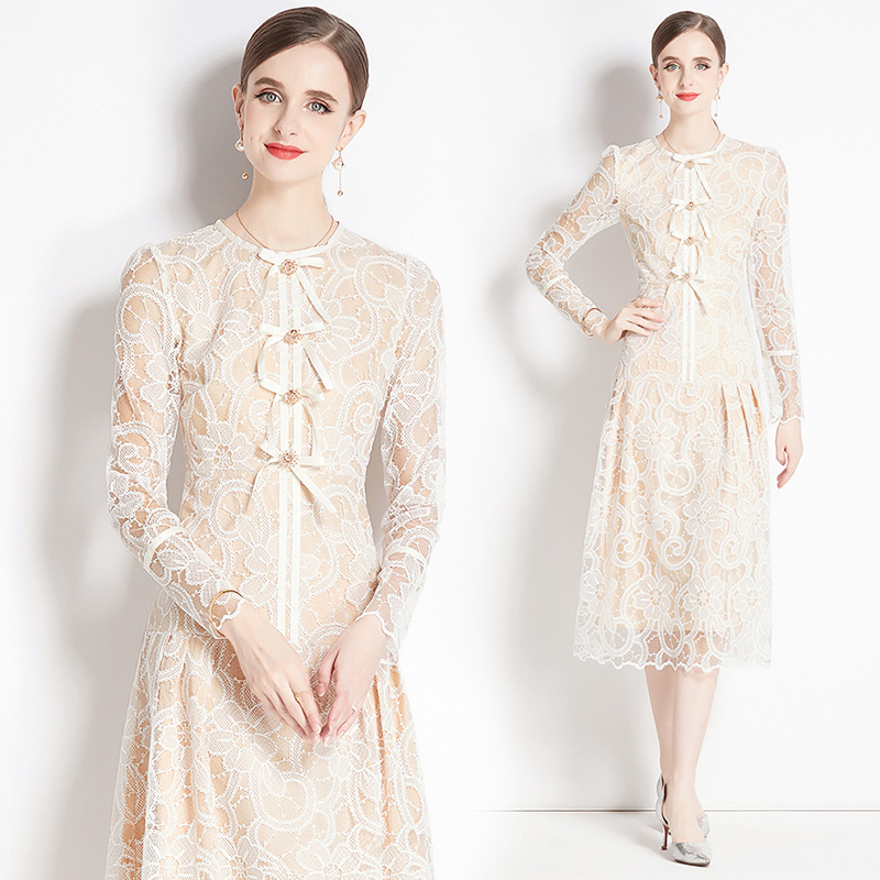 Fashion lace slim long sleeve temperament dress for women