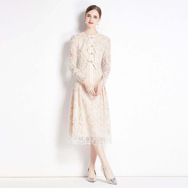 Fashion lace slim long sleeve temperament dress for women