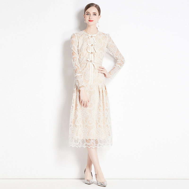 Fashion lace slim long sleeve temperament dress for women