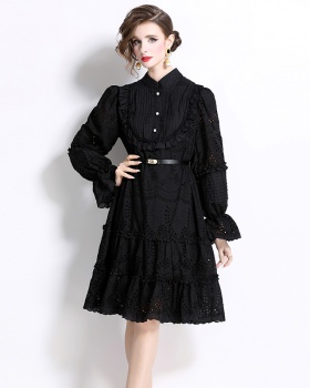 France style cstand collar embroidery Casual dress