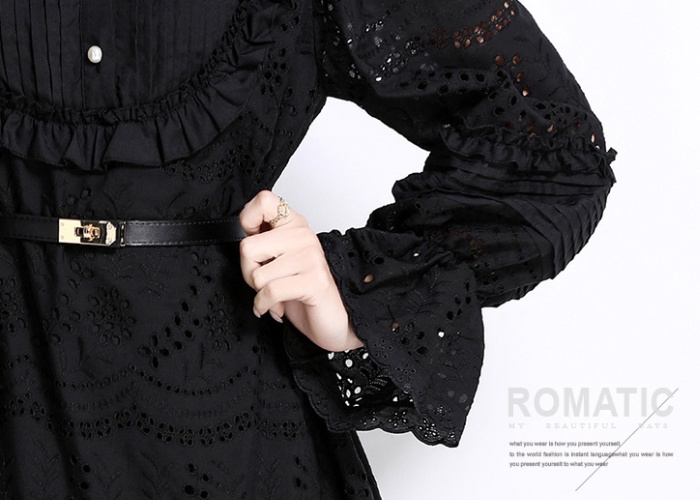 France style cstand collar embroidery Casual dress