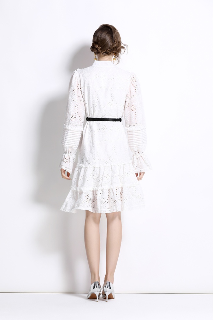 France style cstand collar embroidery Casual dress