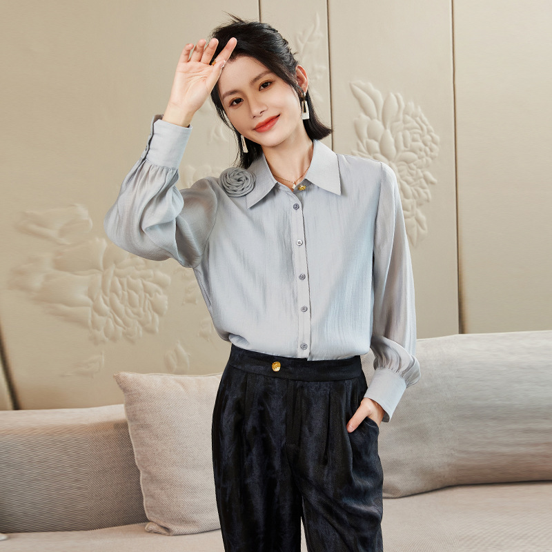 Large yard slim long sleeve overalls shirt for women