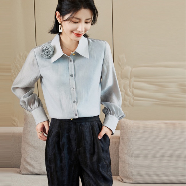 Large yard slim long sleeve overalls shirt for women